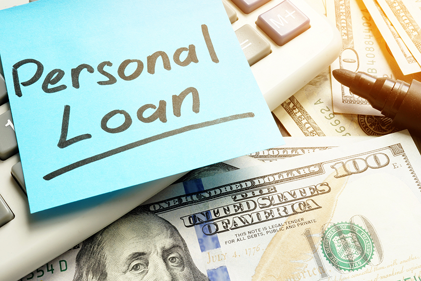 Personal Loan Sticky Note and Cash